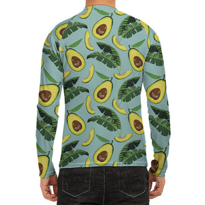 Banana Leaf Avocado Pattern Print Men's Long Sleeve Rash Guard