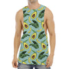 Banana Leaf Avocado Pattern Print Men's Muscle Tank Top