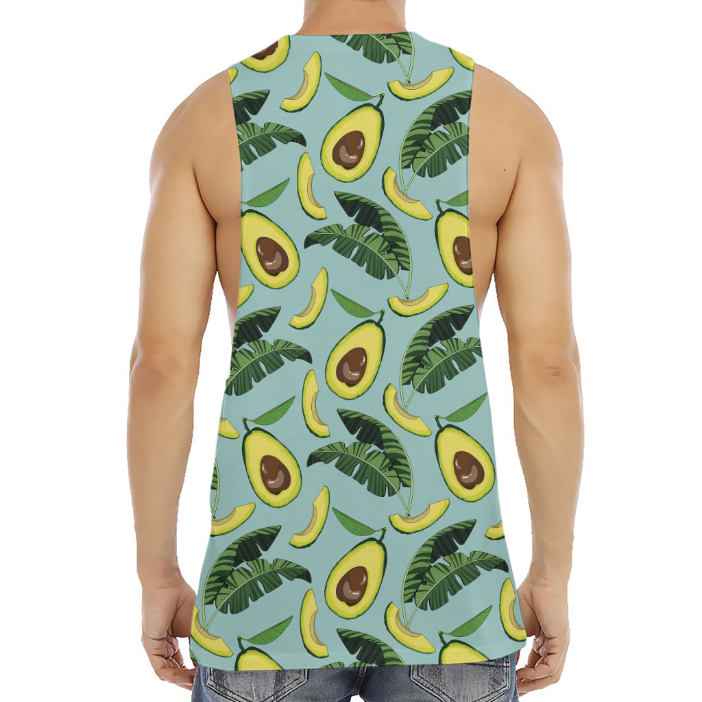 Banana Leaf Avocado Pattern Print Men's Muscle Tank Top