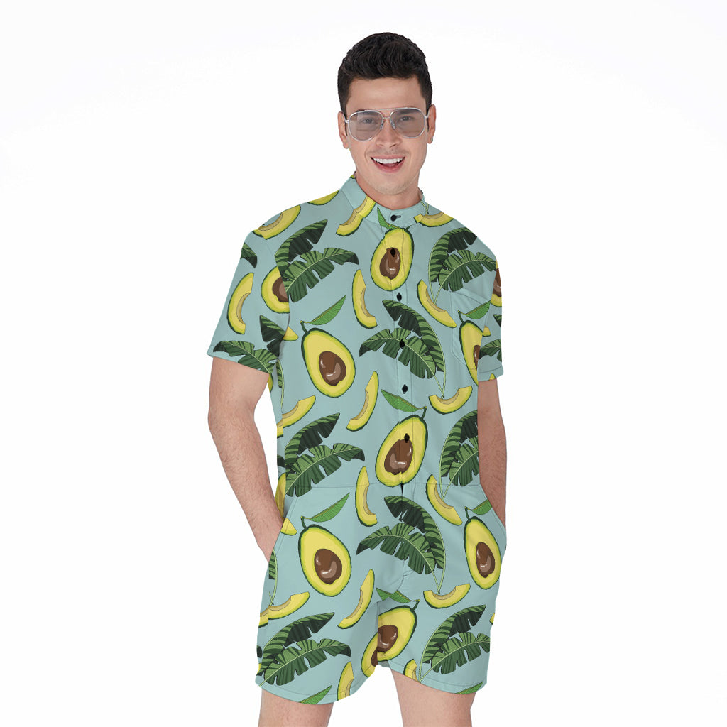 Banana Leaf Avocado Pattern Print Men's Rompers