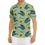 Banana Leaf Avocado Pattern Print Men's Short Sleeve Rash Guard