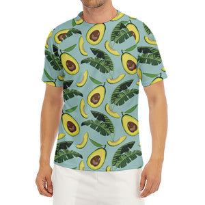 Banana Leaf Avocado Pattern Print Men's Short Sleeve Rash Guard