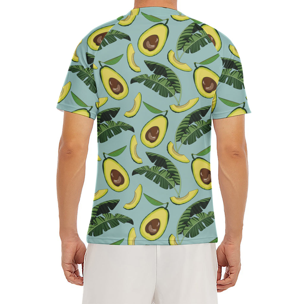 Banana Leaf Avocado Pattern Print Men's Short Sleeve Rash Guard