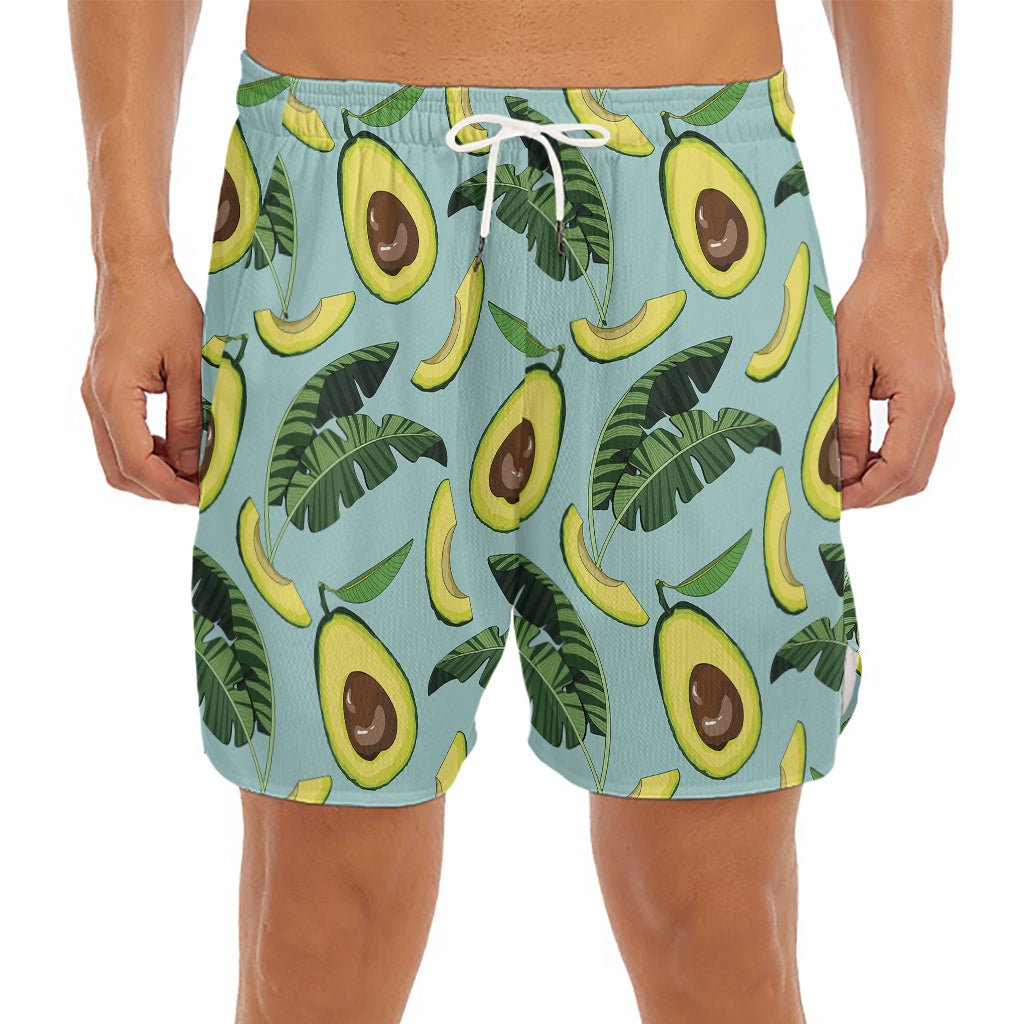 Banana Leaf Avocado Pattern Print Men's Split Running Shorts