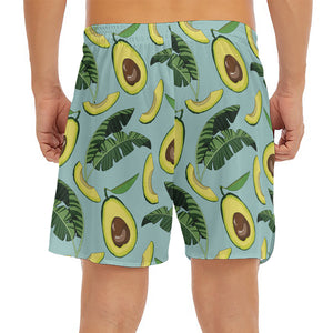 Banana Leaf Avocado Pattern Print Men's Split Running Shorts