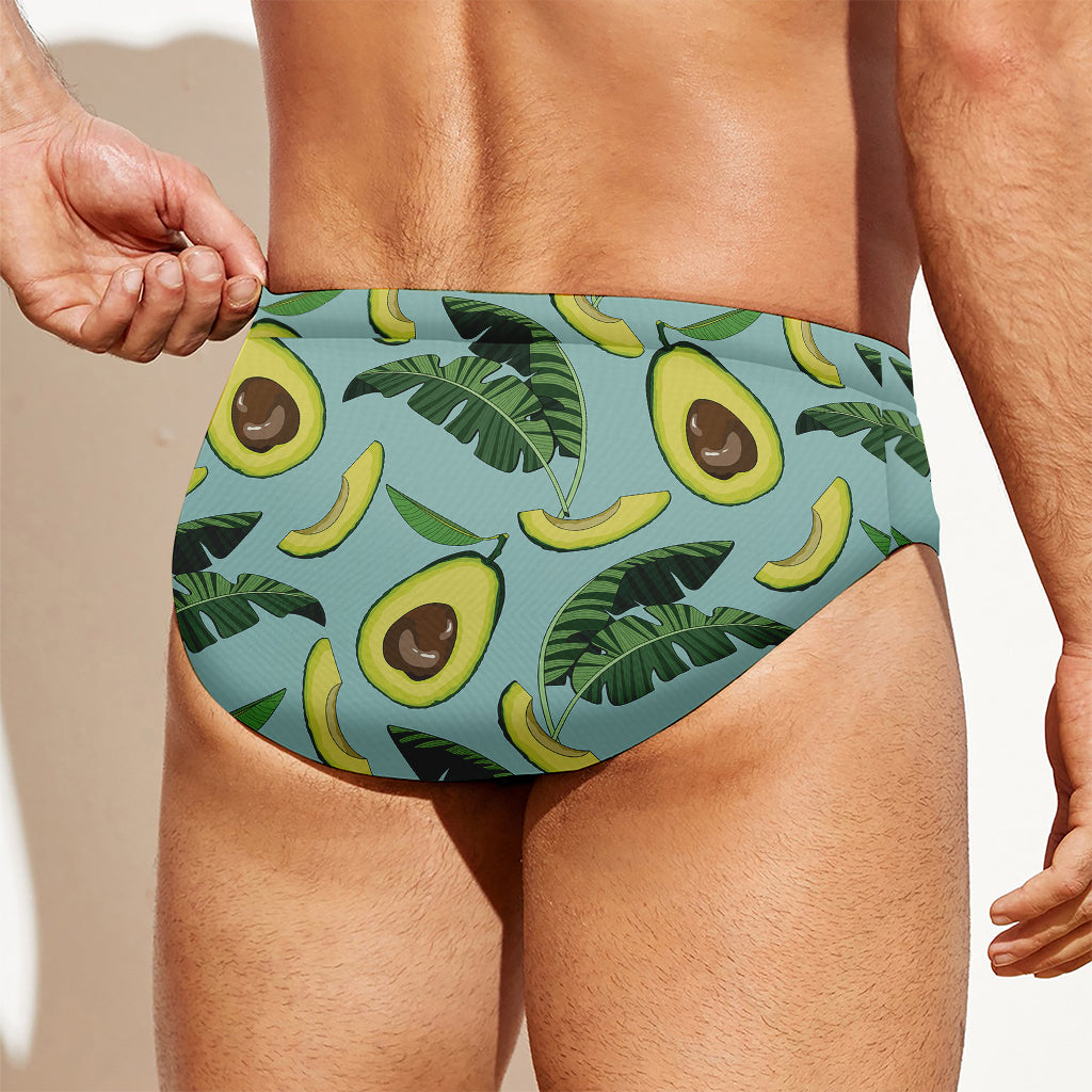 Banana Leaf Avocado Pattern Print Men's Swim Briefs