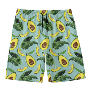 Banana Leaf Avocado Pattern Print Men's Swim Trunks