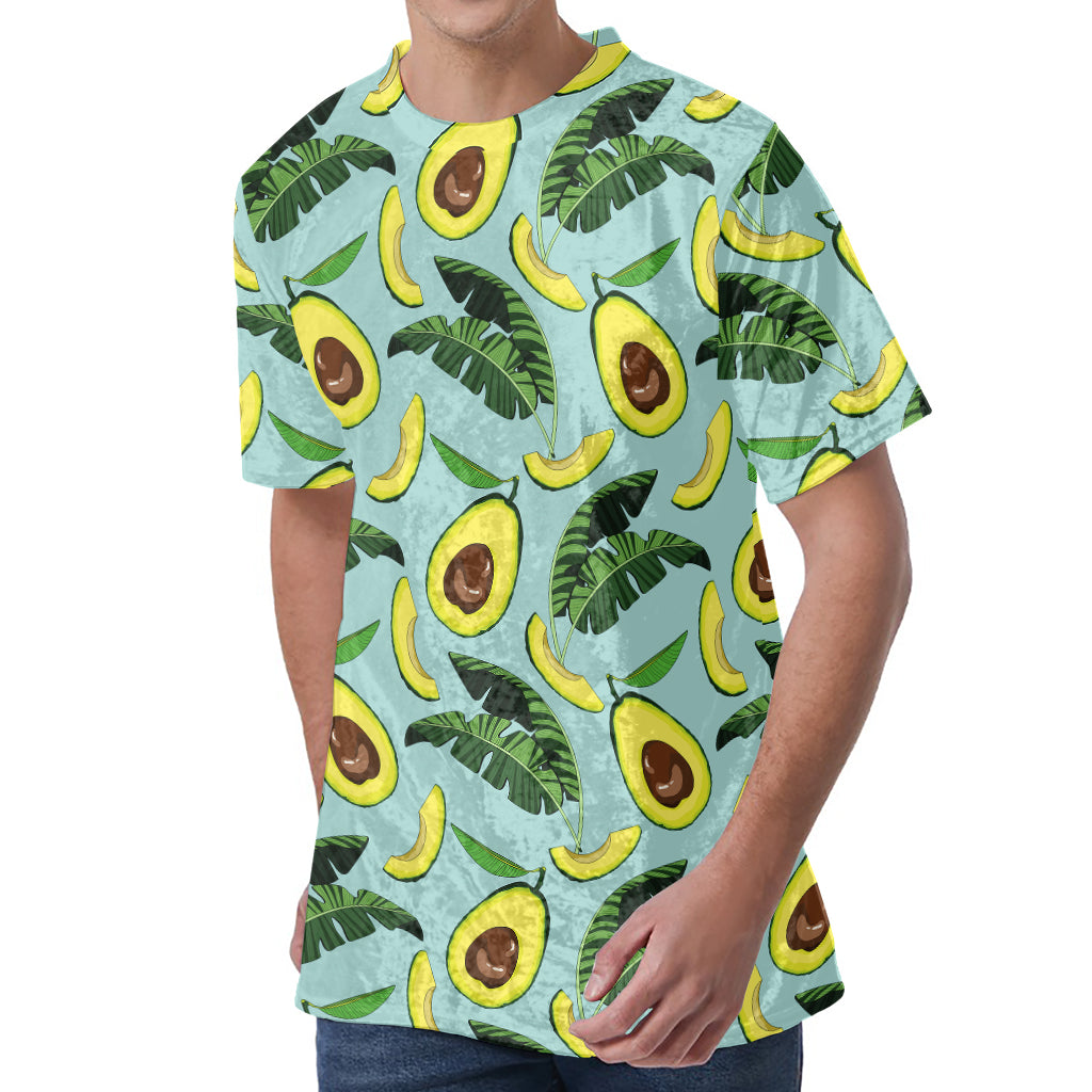 Banana Leaf Avocado Pattern Print Men's Velvet T-Shirt