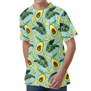 Banana Leaf Avocado Pattern Print Men's Velvet T-Shirt