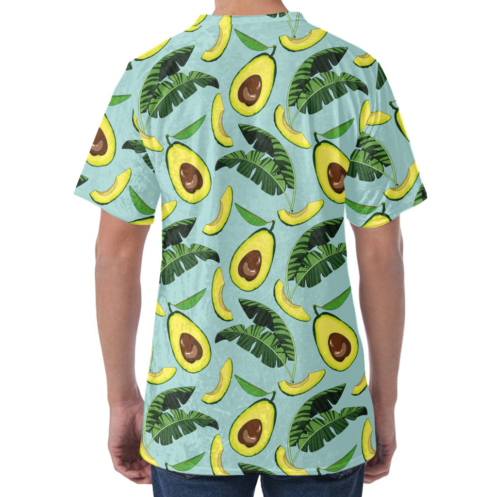 Banana Leaf Avocado Pattern Print Men's Velvet T-Shirt