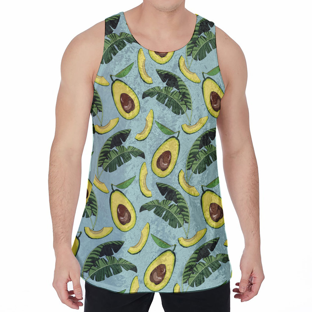 Banana Leaf Avocado Pattern Print Men's Velvet Tank Top