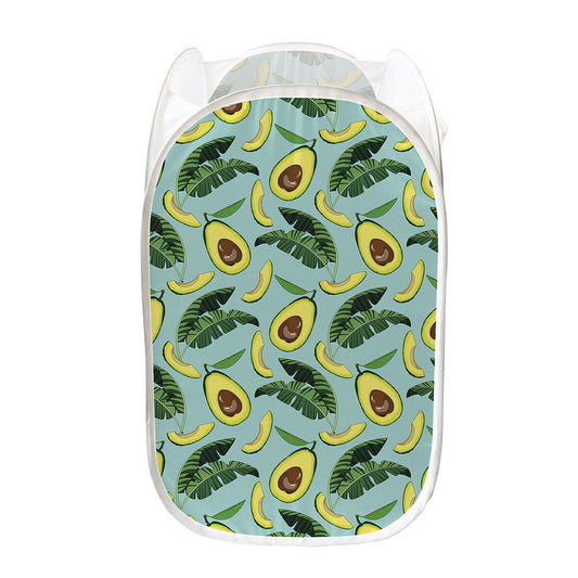 Banana Leaf Avocado Pattern Print Mesh Laundry Hamper