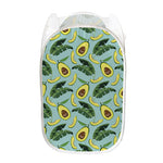 Banana Leaf Avocado Pattern Print Mesh Laundry Hamper