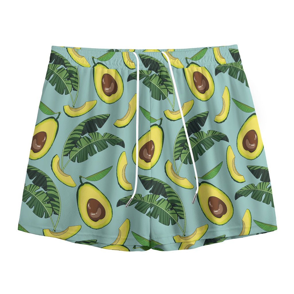 Banana Leaf Avocado Pattern Print Mesh Shorts