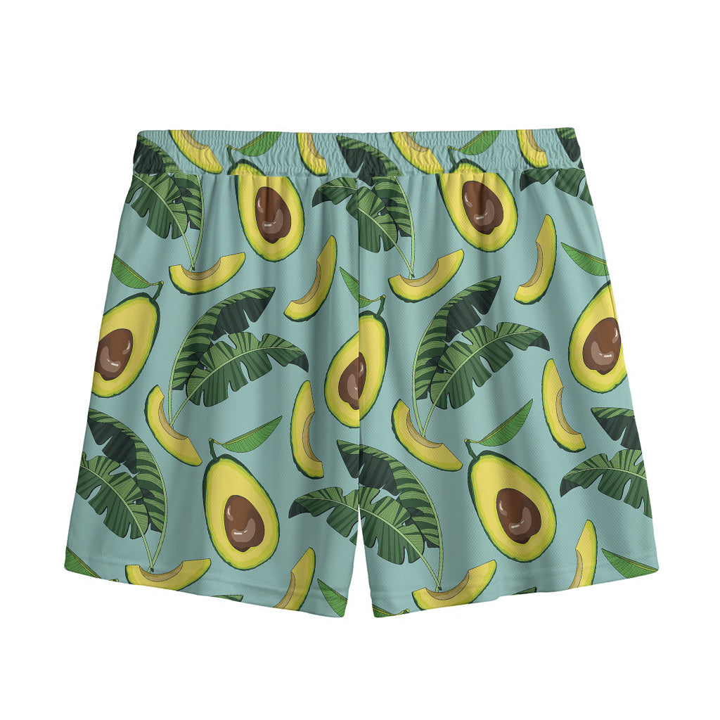 Banana Leaf Avocado Pattern Print Mesh Shorts