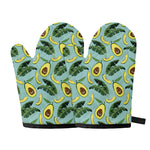Banana Leaf Avocado Pattern Print Oven Mitts