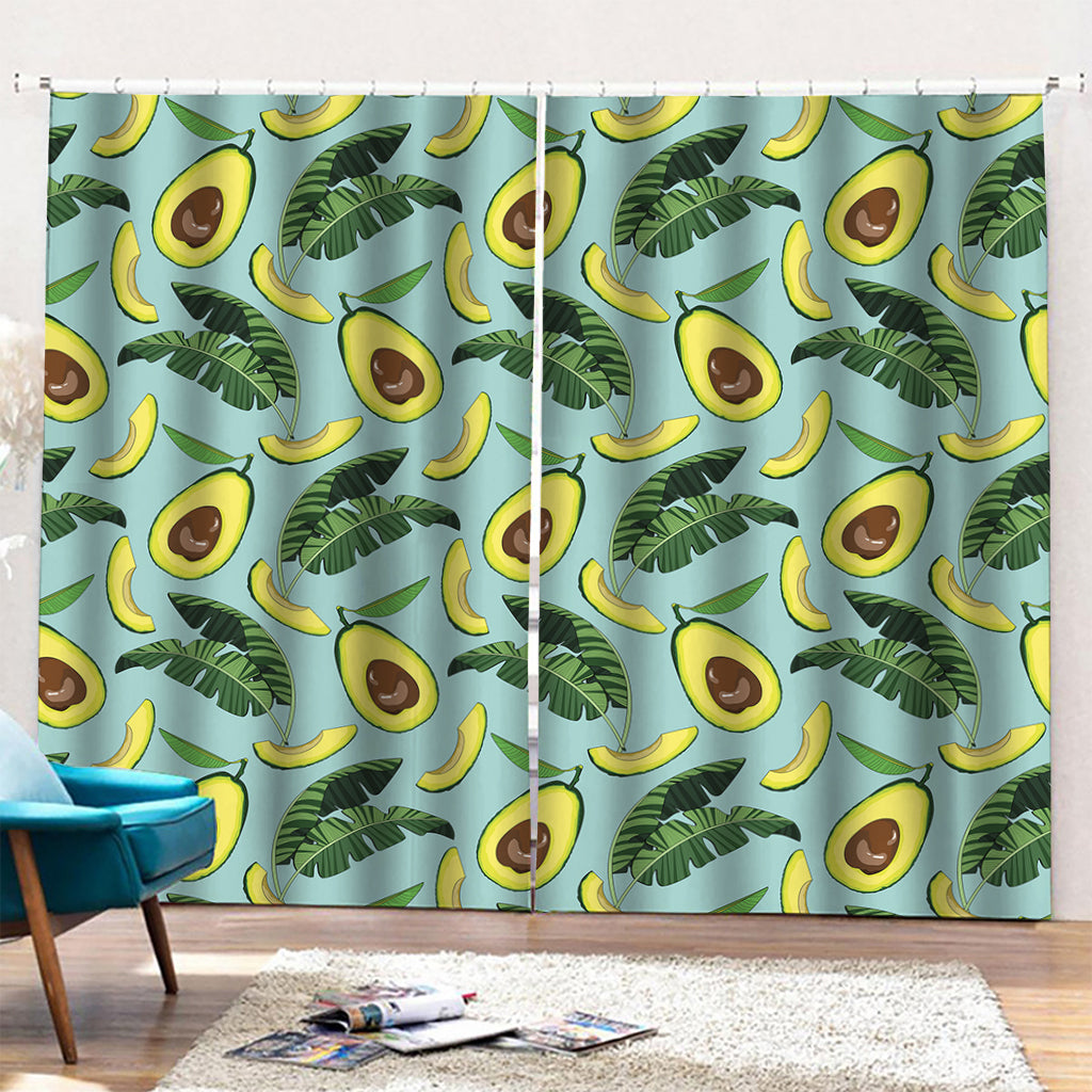 Banana Leaf Avocado Pattern Print Pencil Pleat Curtains