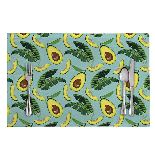 Banana Leaf Avocado Pattern Print Placemat