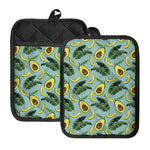 Banana Leaf Avocado Pattern Print Pot Holders With Pocket