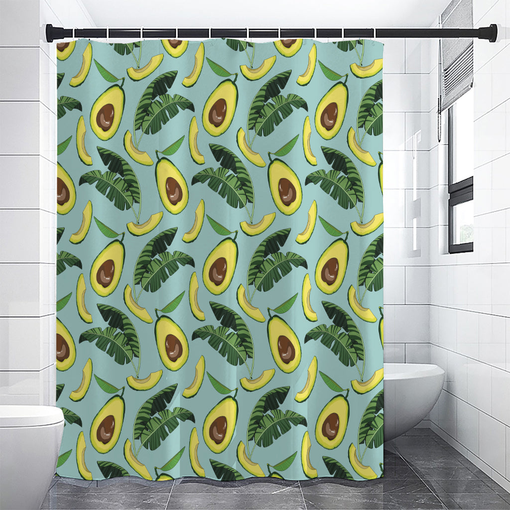 Banana Leaf Avocado Pattern Print Premium Shower Curtain