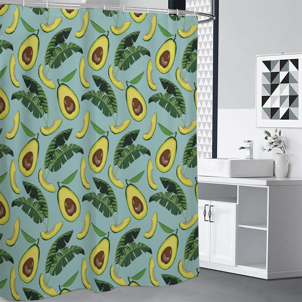 Banana Leaf Avocado Pattern Print Premium Shower Curtain