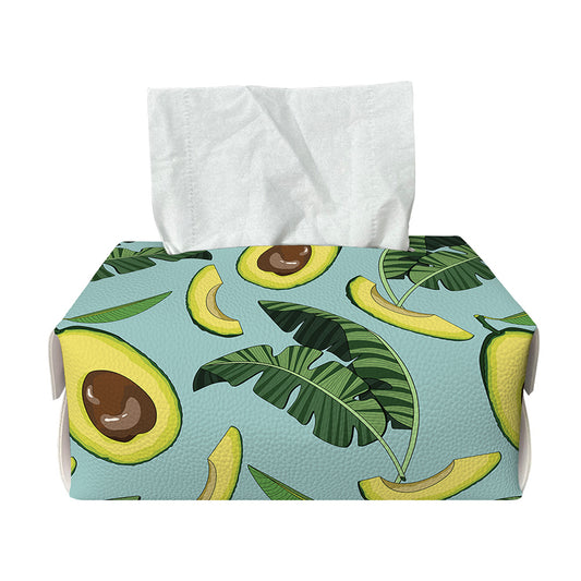 Banana Leaf Avocado Pattern Print Rectangle Tissue Box Cover