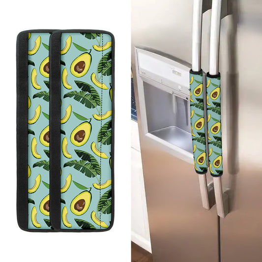 Banana Leaf Avocado Pattern Print Refrigerator Handle Covers