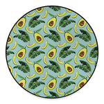 Banana Leaf Avocado Pattern Print Round Floor Mat