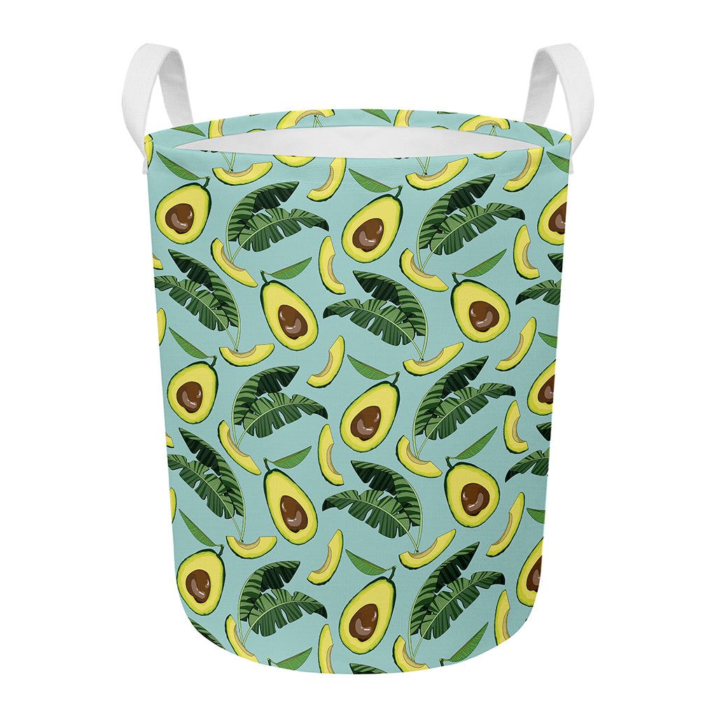 Banana Leaf Avocado Pattern Print Round Laundry Basket