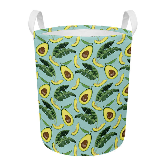 Banana Leaf Avocado Pattern Print Round Laundry Basket