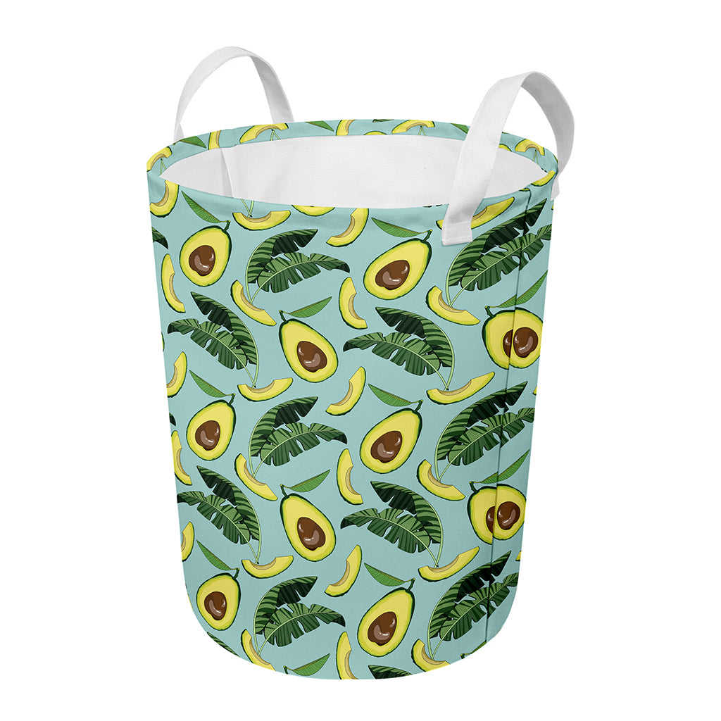 Banana Leaf Avocado Pattern Print Round Laundry Basket