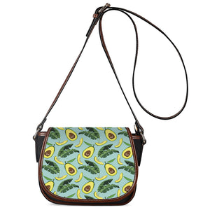 Banana Leaf Avocado Pattern Print Saddle Bag