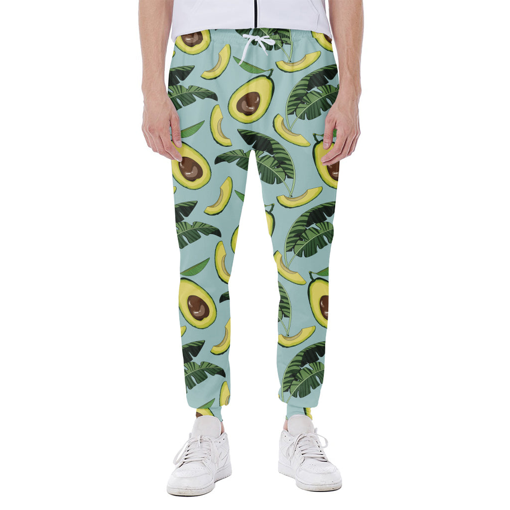 Banana Leaf Avocado Pattern Print Scuba Joggers