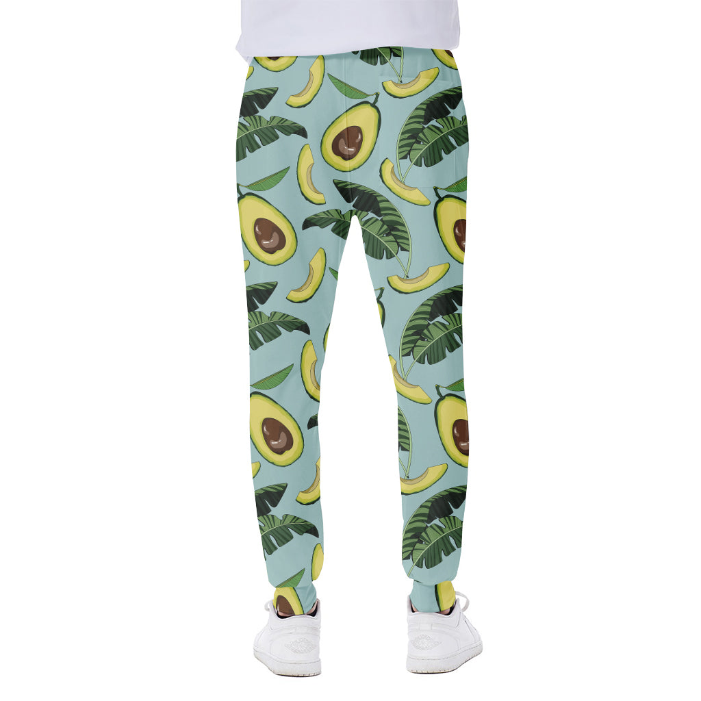 Banana Leaf Avocado Pattern Print Scuba Joggers