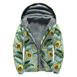 Banana Leaf Avocado Pattern Print Sherpa Lined Zip Up Hoodie