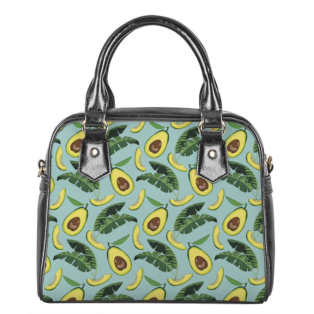 Banana Leaf Avocado Pattern Print Shoulder Handbag