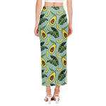 Banana Leaf Avocado Pattern Print Side Slit Maxi Skirt