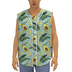 Banana Leaf Avocado Pattern Print Sleeveless Baseball Jersey