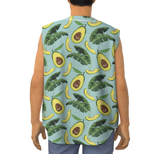 Banana Leaf Avocado Pattern Print Sleeveless Baseball Jersey