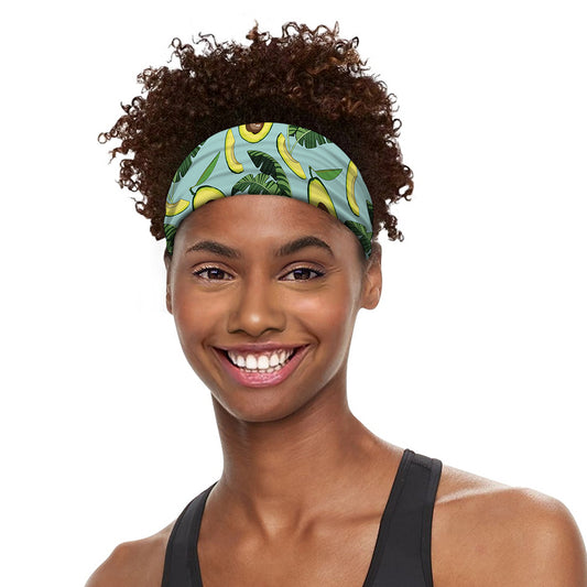 Banana Leaf Avocado Pattern Print Sports Headband