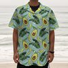 Banana Leaf Avocado Pattern Print Textured Short Sleeve Shirt