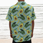 Banana Leaf Avocado Pattern Print Textured Short Sleeve Shirt