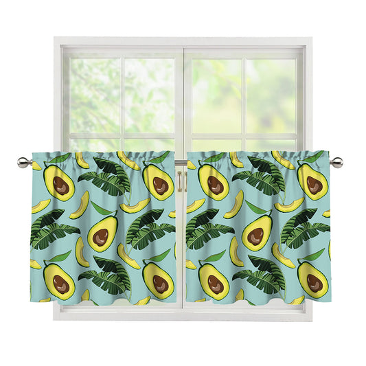 Banana Leaf Avocado Pattern Print Tier Curtains