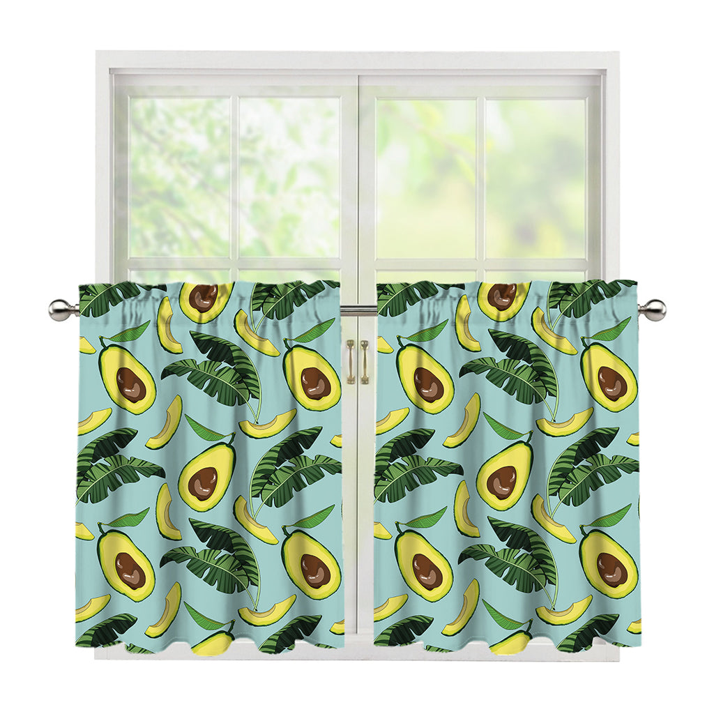 Banana Leaf Avocado Pattern Print Tier Curtains