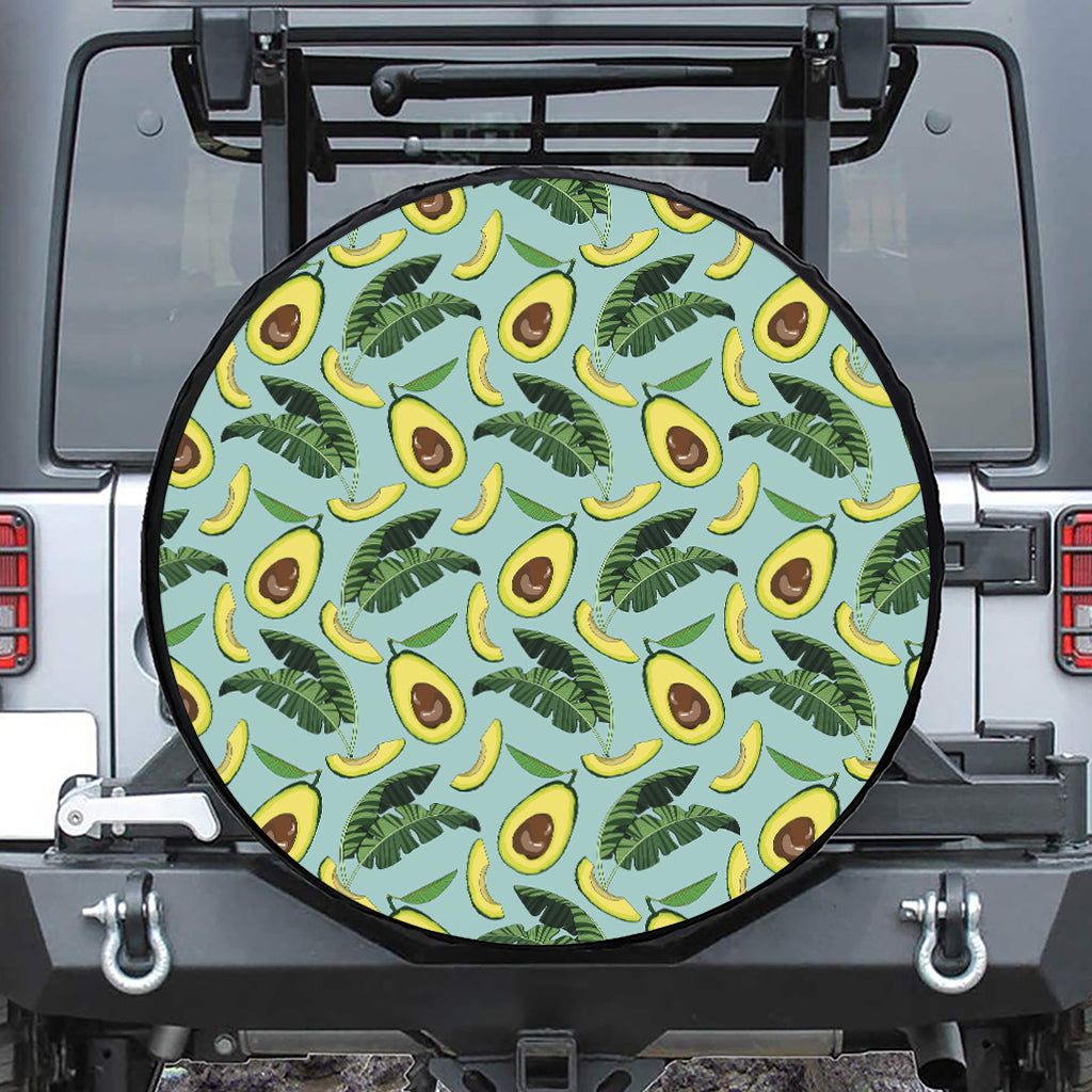 Banana Leaf Avocado Pattern Print Tire Cover