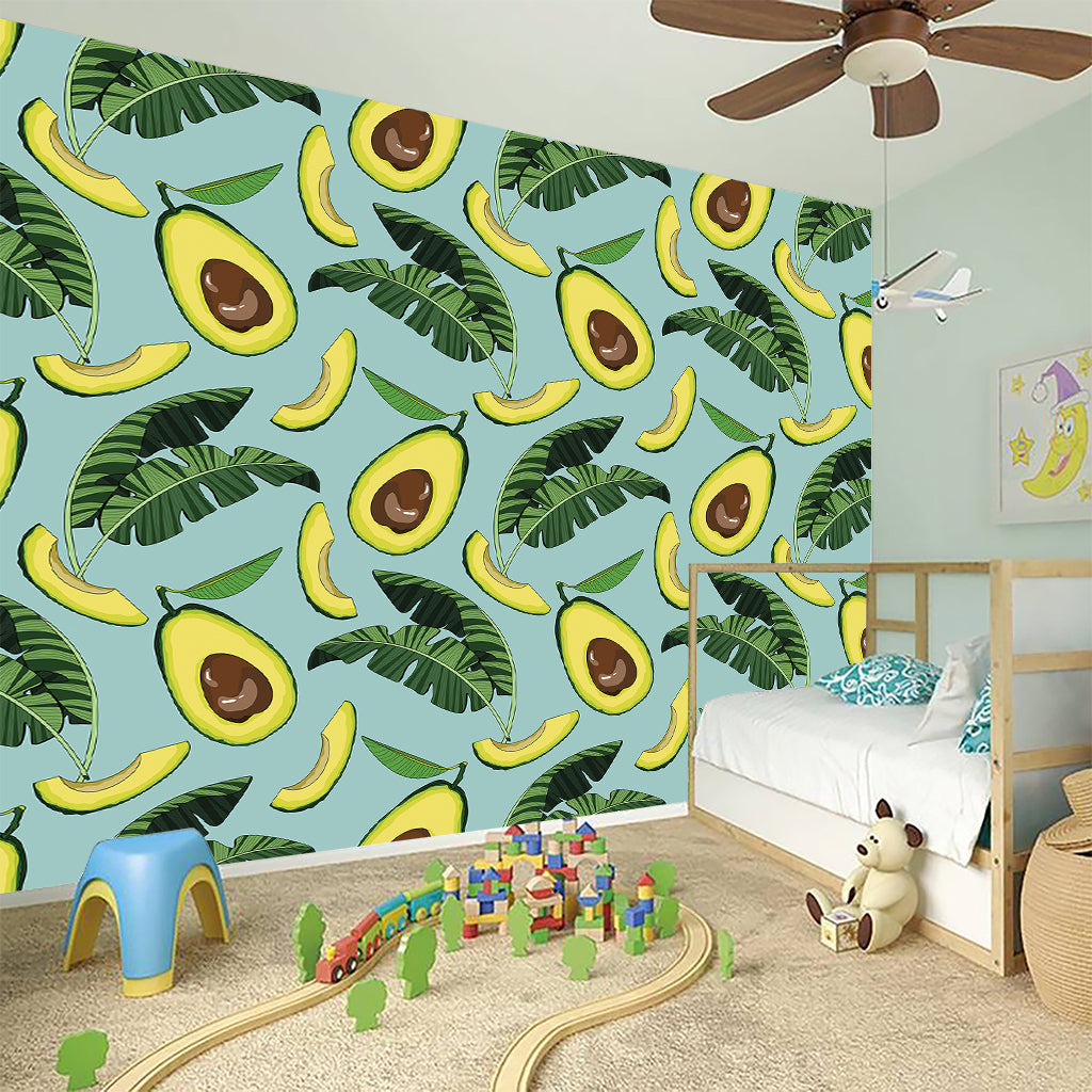 Banana Leaf Avocado Pattern Print Wall Sticker