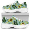 Banana Leaf Avocado Pattern Print White Chunky Shoes