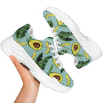 Banana Leaf Avocado Pattern Print White Chunky Shoes