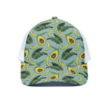 Banana Leaf Avocado Pattern Print White Mesh Trucker Cap