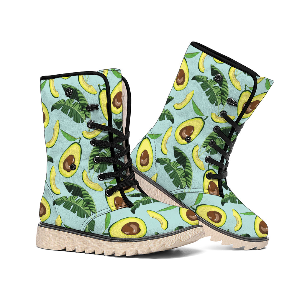 Banana Leaf Avocado Pattern Print Winter Boots